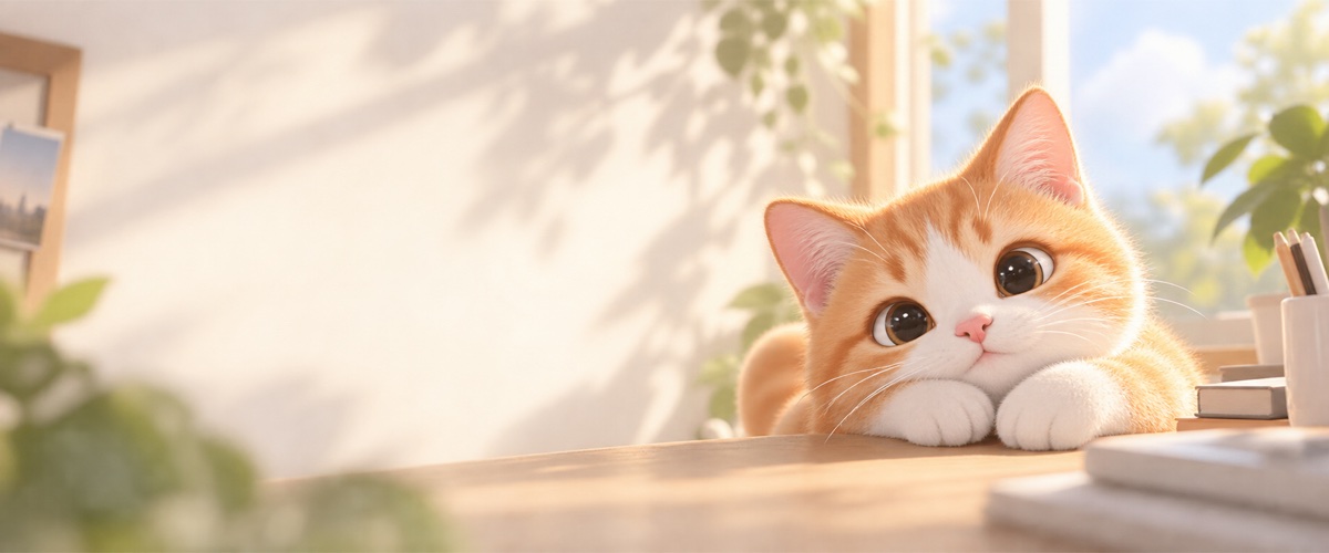 晨光中的小橘猫